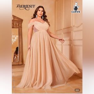 Elegant Champagne/Rose Gold Sequin Off-Shoulder Gown